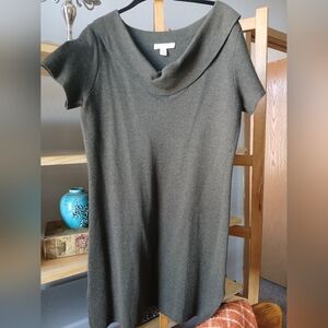 Coldwater Creek Cowl Neck Short Sleeve Sweater Dress Sz M Olive Green